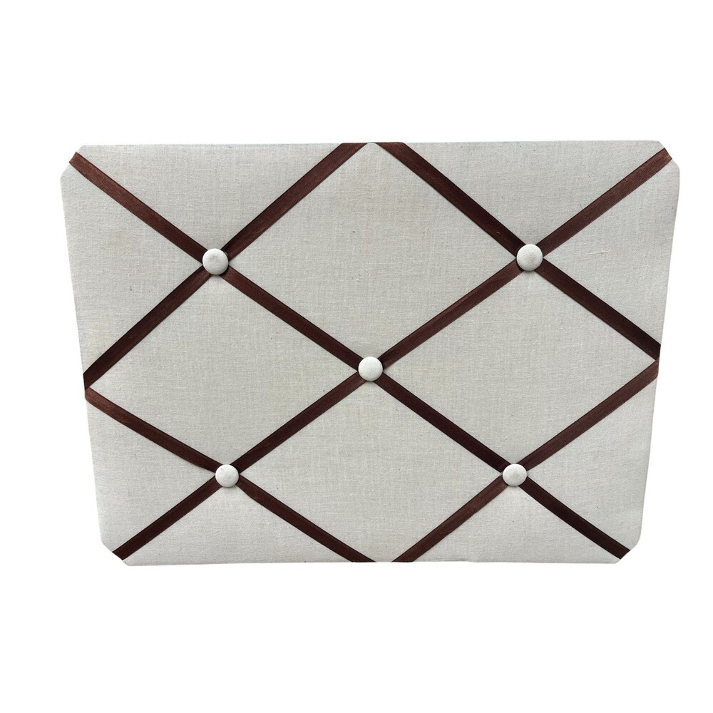 Fabric Memo Board with Decorative Ribbon & Button Detail 12” x 15.5”